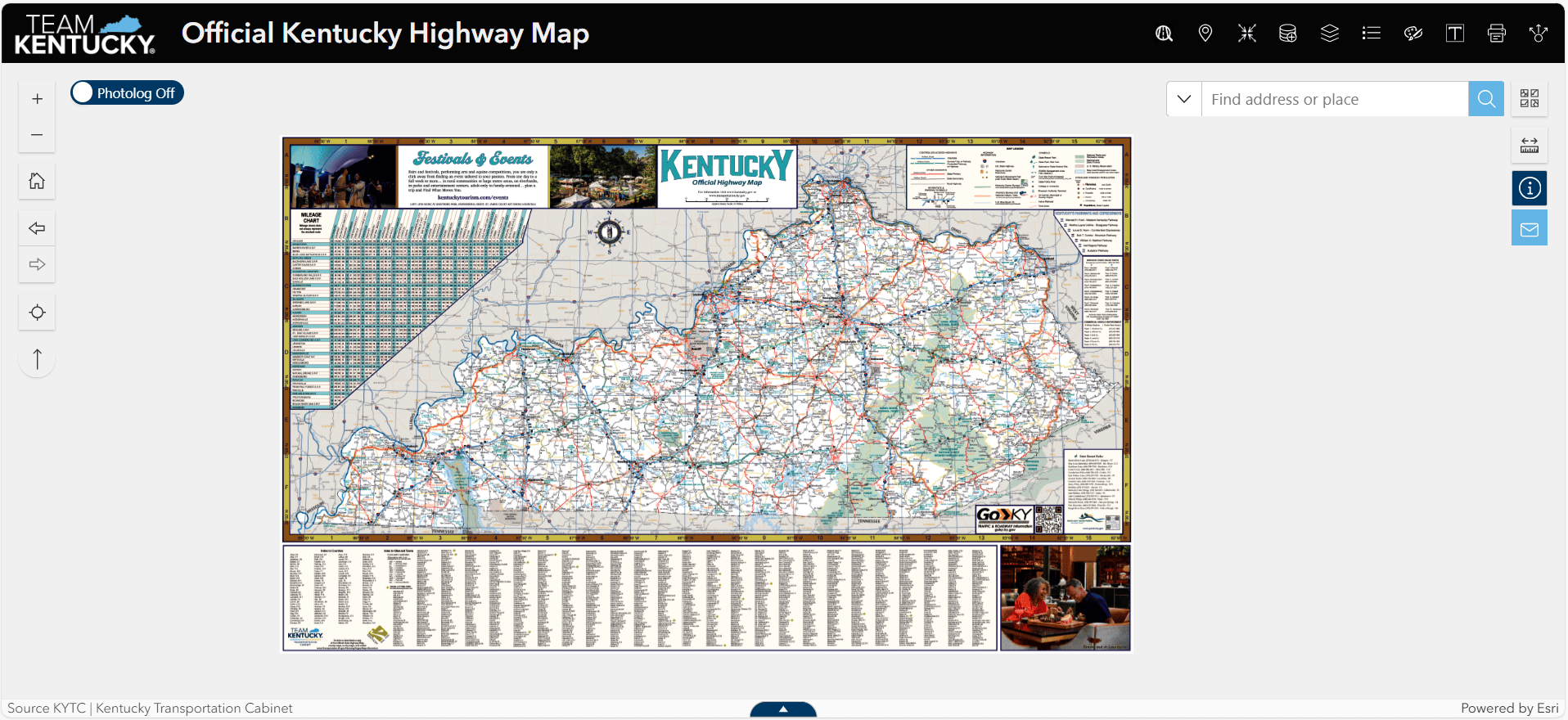 Official Highway Map KYTC Map Page 